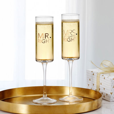 Mikasa "Mr. and Mrs. Always Right" Champagne Flutes, Set of 2