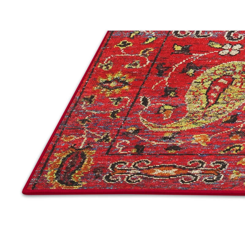 Tapis jaune/orange traditionnel Morissette, Rectangle 8 pi x 12 pi