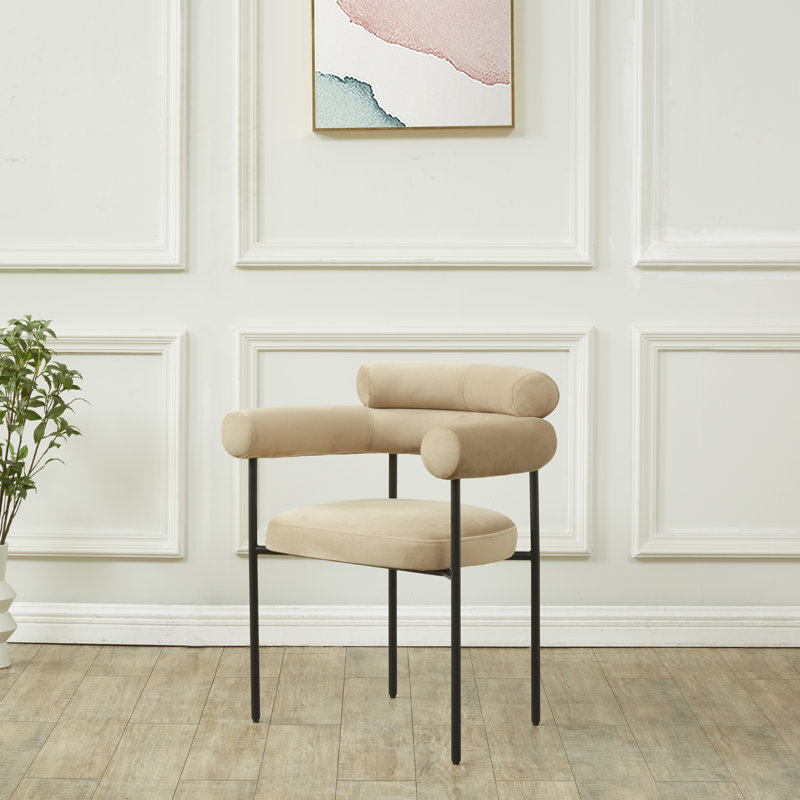 Chaise de salle à manger Bellport, Velours brun clair