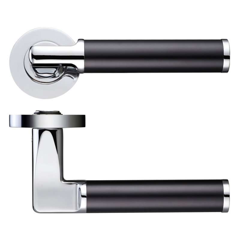 Milan Latch Door Handle, Polished Chromed/Matt Black
