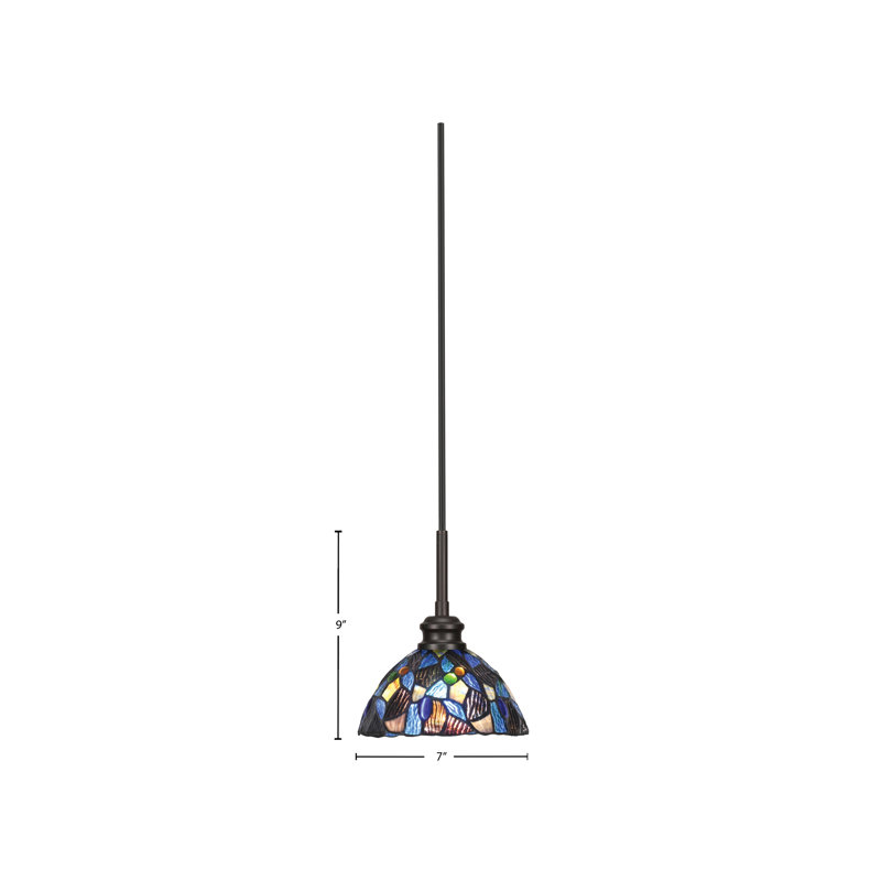 Mini-luminaire suspendu à cordon Edge avec mosaïque d'art en verre bleu 7 po, null