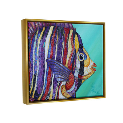 Poissons aquatiques à nageoires larges et à rayures variées par Lisa Morales - peinture à cadre flottant