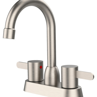 Robinet de salle de bain pour VR, 2 poignées, nickel brossé - Robinet de lavabo 3 trous, hauteur 21 cm, bec 13 cm, portée 11,9 cm, corps en laiton massif, poignée en acier inoxydable. Installation simple et rapide.