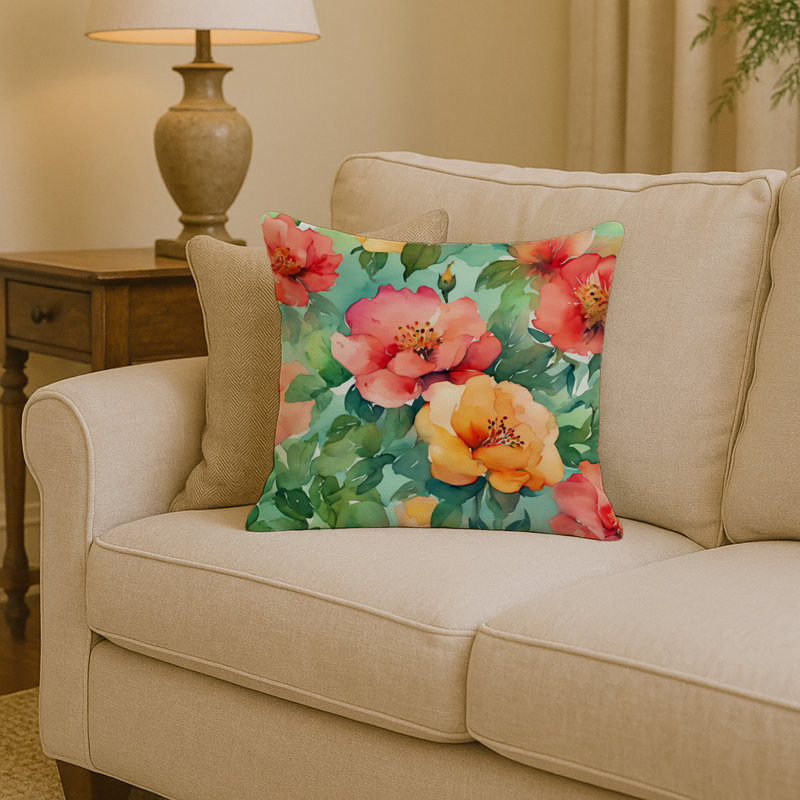 Coussin Georgia Cherokee Rose, Carré 14 po