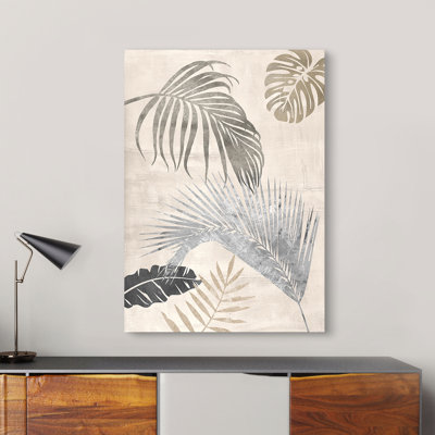 Palm Leaves Silver II by Eve C. Grant - Wrapped Canvas Art Prints