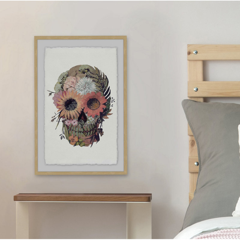 «Alfonsi», impression encadrée «Floral Skull», H 18 po x l 12 po