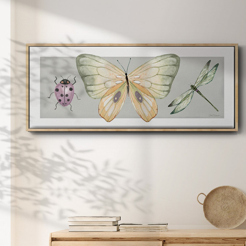 Pretty Insects I- Framed Canvas, 8" H x 20" W