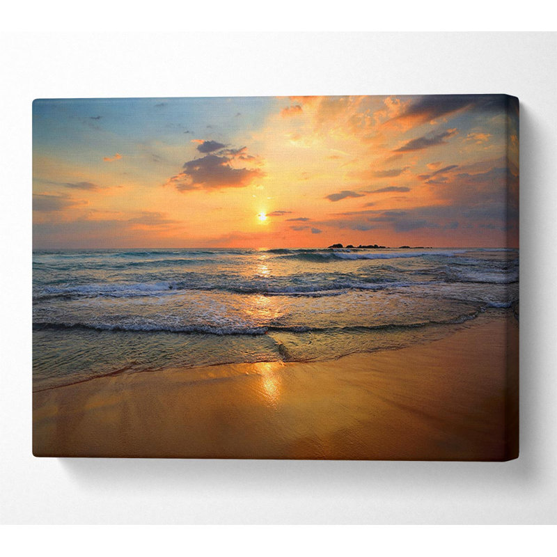 East Urban Home Beach Waves Sunset - Wrapped Canvas Photograph ...