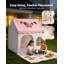 Tente de jeu pour enfants, structure en PVC, avec tapis rembourré rose, utilisable à l'intérieur et à l'extérieur, coin lecture/sieste, sac de transport, drapeau, fenêtre aérée et guirlande lumineuse étoilée.