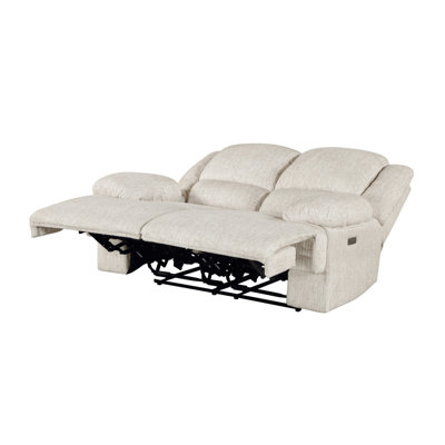Canapé inclinable électrique Cally, ports de chargement USB, microfibre beige