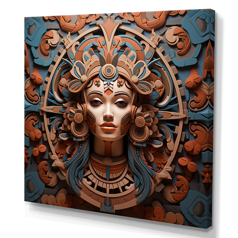 «Mesoamerican Terracotta Mask», reproduction d'art sur toile, H 16 po x l 16 po x P 1 po, Toile tendue