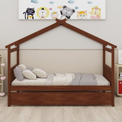 Lit en bois avec lit gigogne