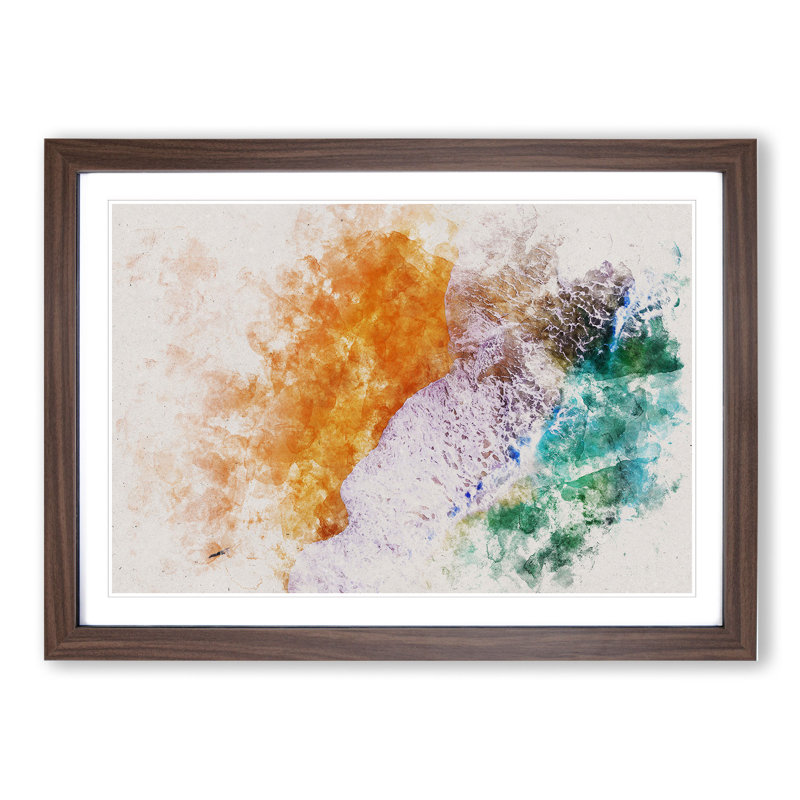 Beach Views of the Gold Coast Watercolour - Picture Frame Graphic Art, Walnut, 27cm H x 36cm W x 2cm D