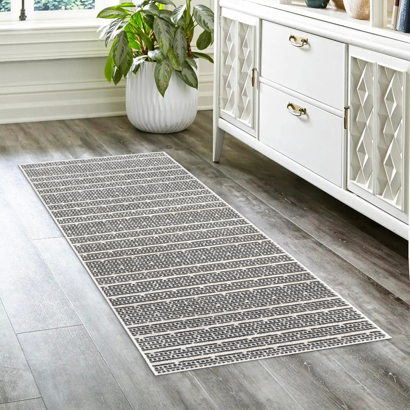 Tapis intérieur / extérieur à rayures Miesner Dario, Tapis de couloir 2 pi 2 po x 7 pi