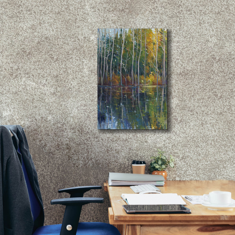 «Pine Reflection II» par Tim O'toole, art mural sur toile, H 26 po x l 18 po x P 0,75 po