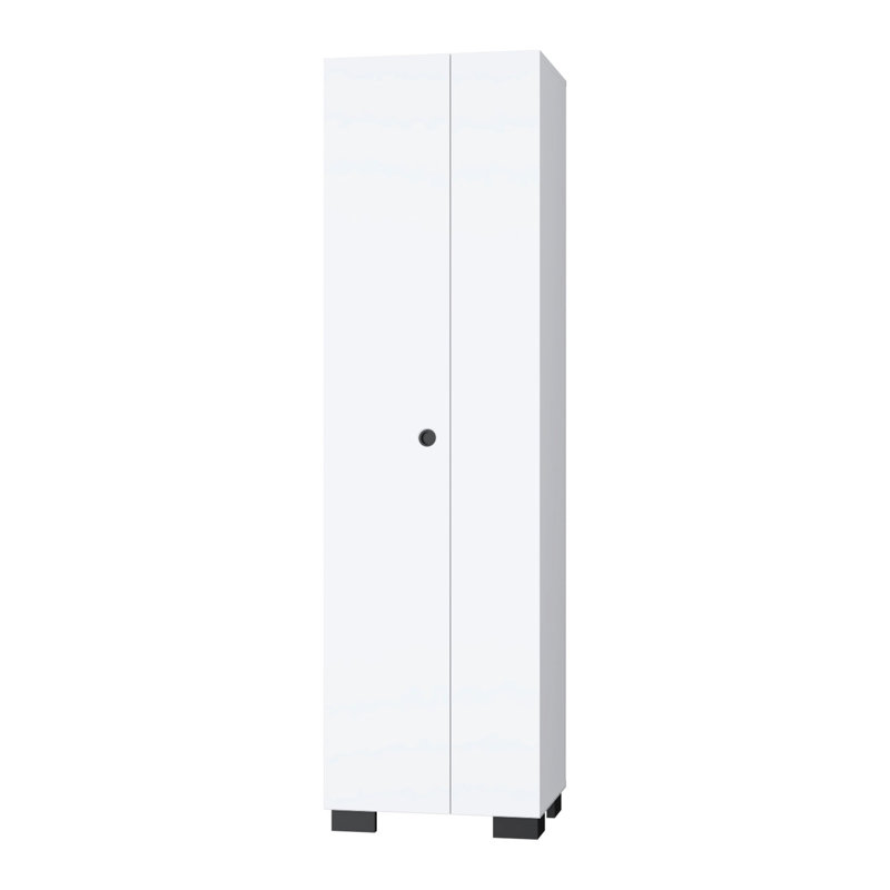 Armoire blanche à tablettes pour les articles ménagers - Rangez votre balai avec rangement inférieur