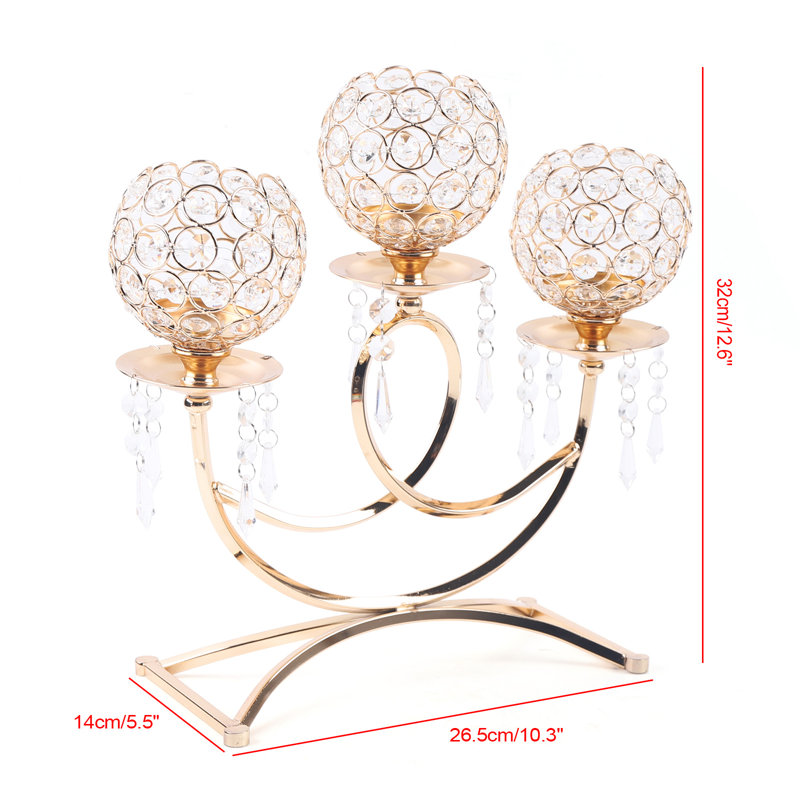 Crystal Three-head Candlestick Candelabra Holiday Decorations For Weddings and Banquets