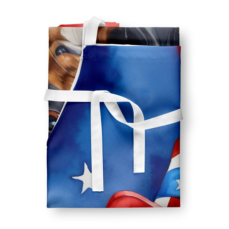 Patriotic American Apron, Black Cavalier Spaniel