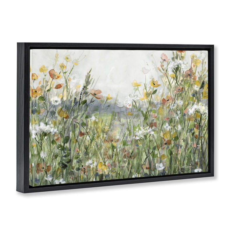 Toile flottante «Quiet Natural Meadow» par Carol Robinson, Cadre flottant noir de jais, H 17 po x l 25 po