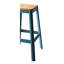 Tabouret naturel et bleu sarcelle sans dossier avec pieds et barre transversale en métal, dimensions de l'assise de 13 po, hauteur de 30 po, pieds en tube de pin massif sans accoudoirs, capacité de 100 lb, dimensions du produit: 18 po