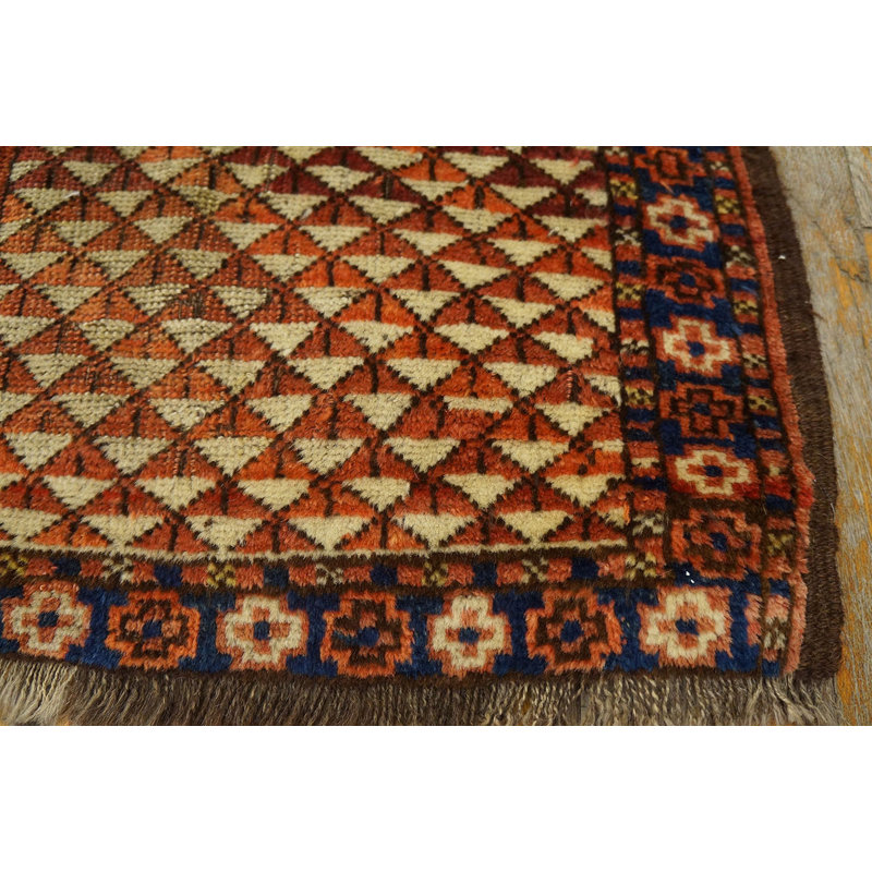 Tribal Geometric Antique Small Scatter Size Wool Ersari Beshir Muslim Prayer Rug