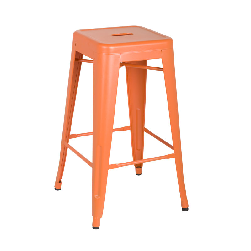 Tabouret de bar en métal 94115, Orange givré