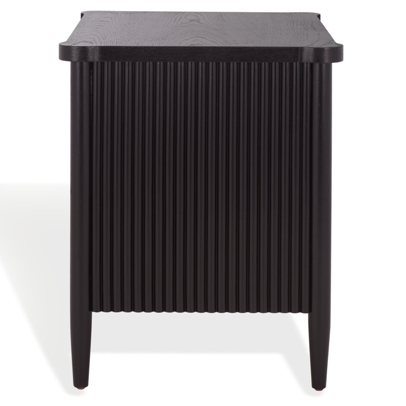 Shelbie 1 Drawer Reeded Nightstand, Black