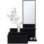 Console moderne avec 3 tablettes et un tiroir à extension complète - Miroir noir pour le rangement de la salle de bain-518349602