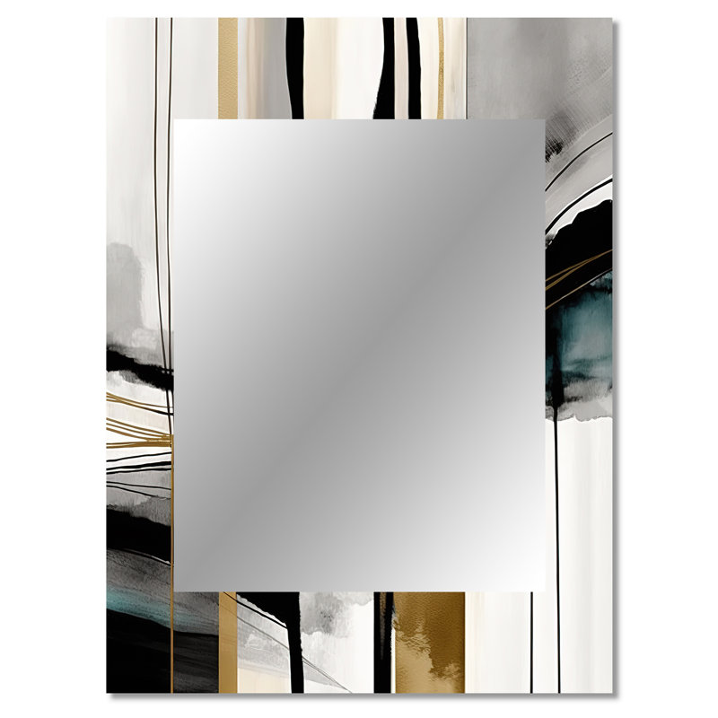 Abstract Transitional Modern Shapes II - Abstract Shapes Unique Wall Mirror Decor, Modern Large Mirror, Printed Metal Art