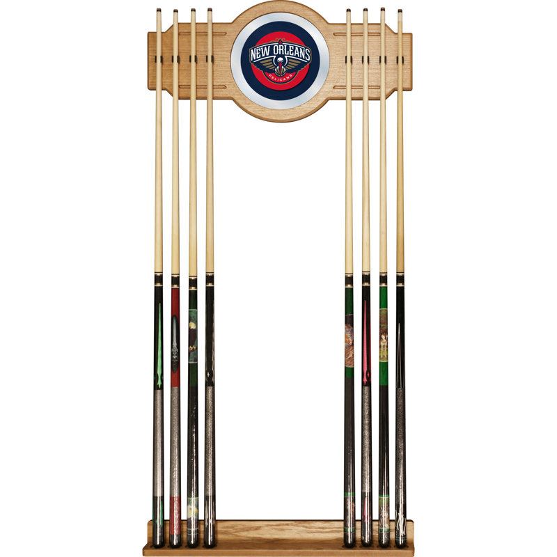 Support à queue de billard avec miroir nba, Pelicans de la Nouvelle-Orléans, L 30 po x l 12 po