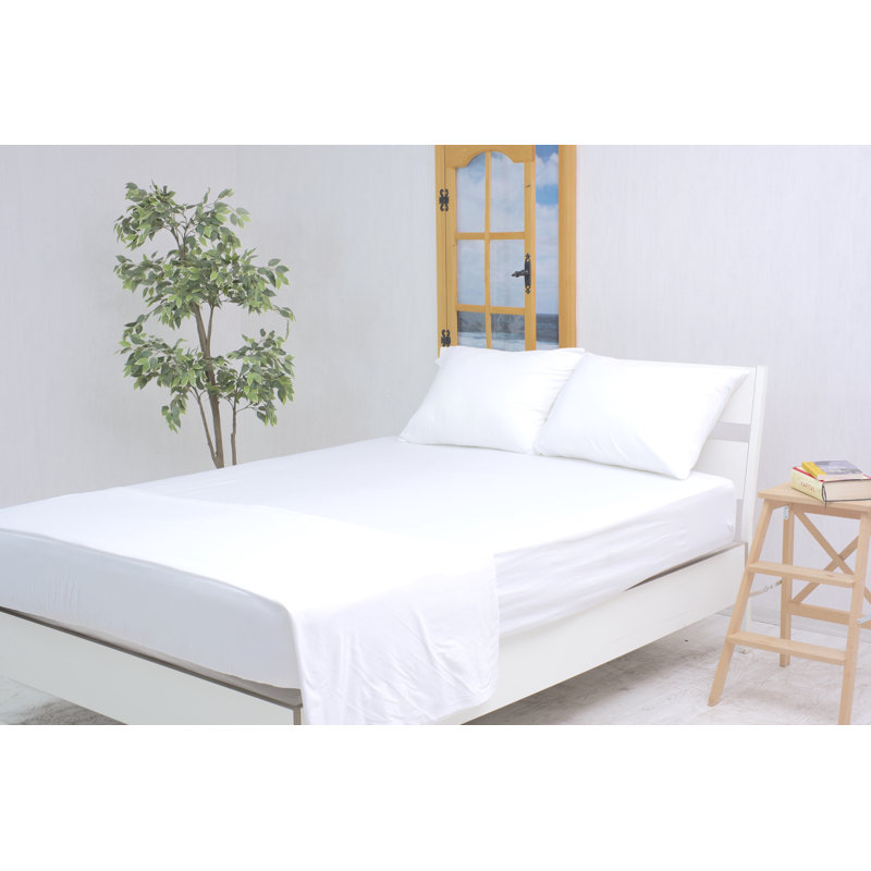 Full White Cotton Jersey Knit Deep Pocket Bed Sheet Set