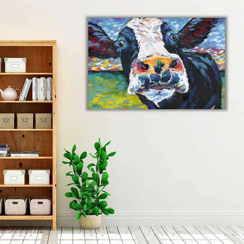 Curious Cow II - reproduction d'art sur toile, H 40 po x l 60 po