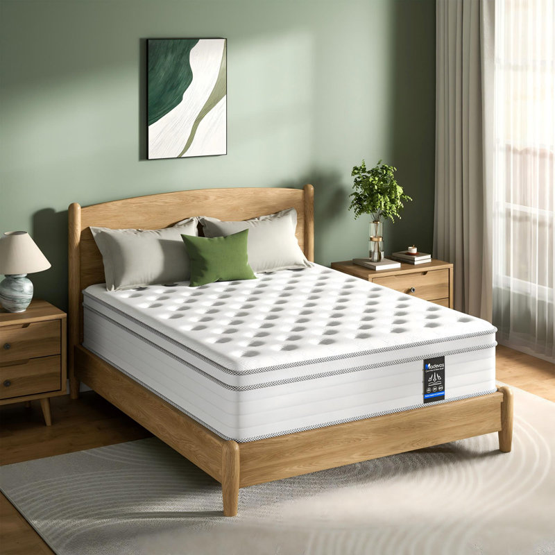Matelas hybride mi-ferme 12 po / 14 po dans une boîte, 12", Grand lit
