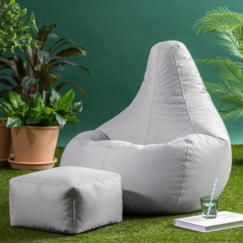 Veeva Recliner Bean Bag Chair & Pouffe, Light Grey