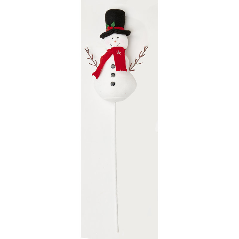 Piquet de jardin bonhomme de neige avec chapeau