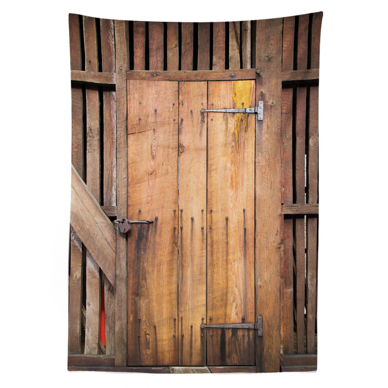 Nappe rustique, porte simple vieillie comme dans les granges verticales House Nob, imprimé bohème, housse de table rectangulaire pour décor de cuisine de salle à manger, 52 po x 70 po, chocolat
