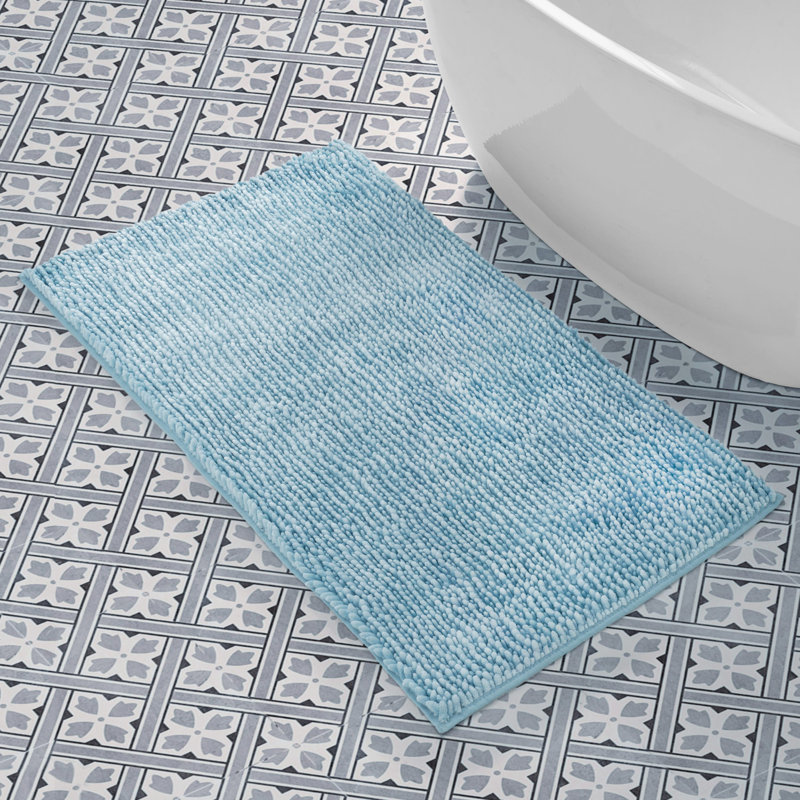 Laura Ashley Butter Chenille Bath Rug, 27" W x 45" L, Navy