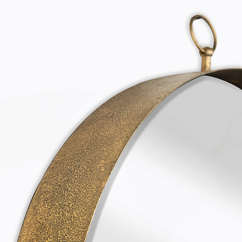 Gold Round Mirror, Circle Mirror with Frame, Iron