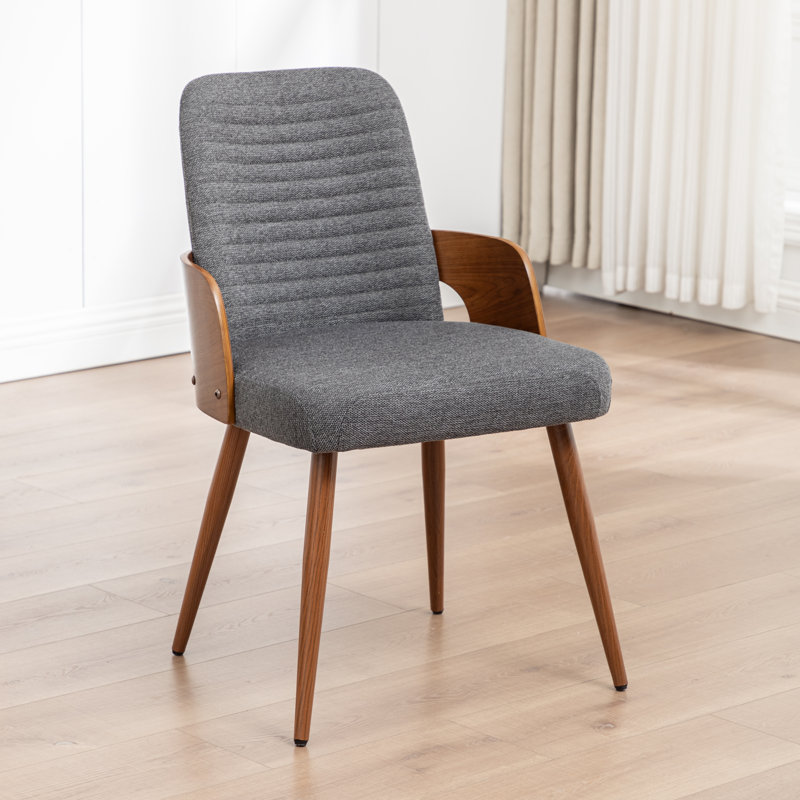 Chaise rembourrée en bois massif Carman, Lin gris