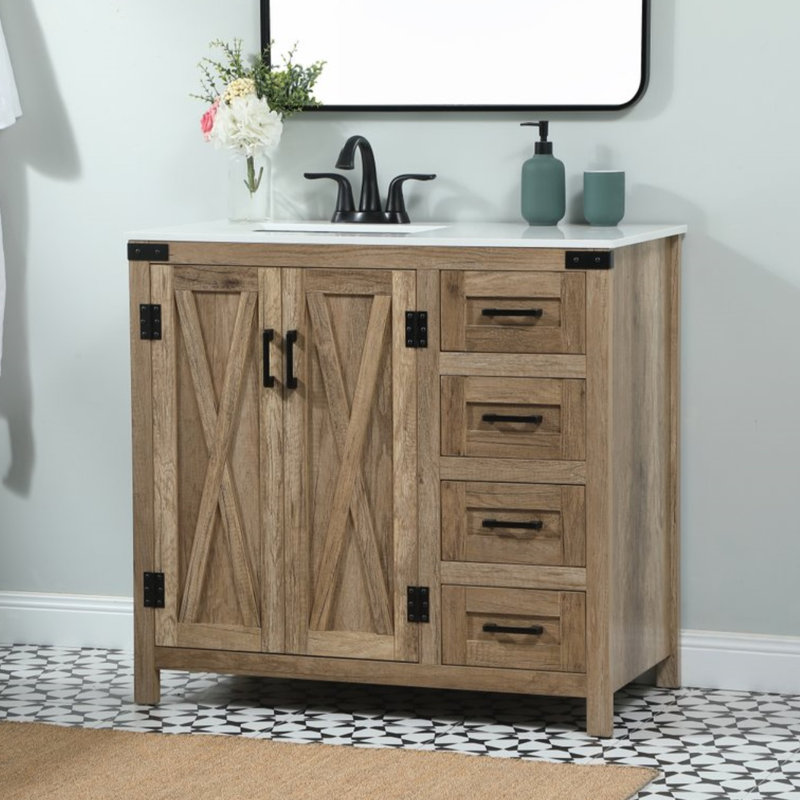 Ensemble de meuble-lavabo simple 36 po Slayton, Chêne naturel