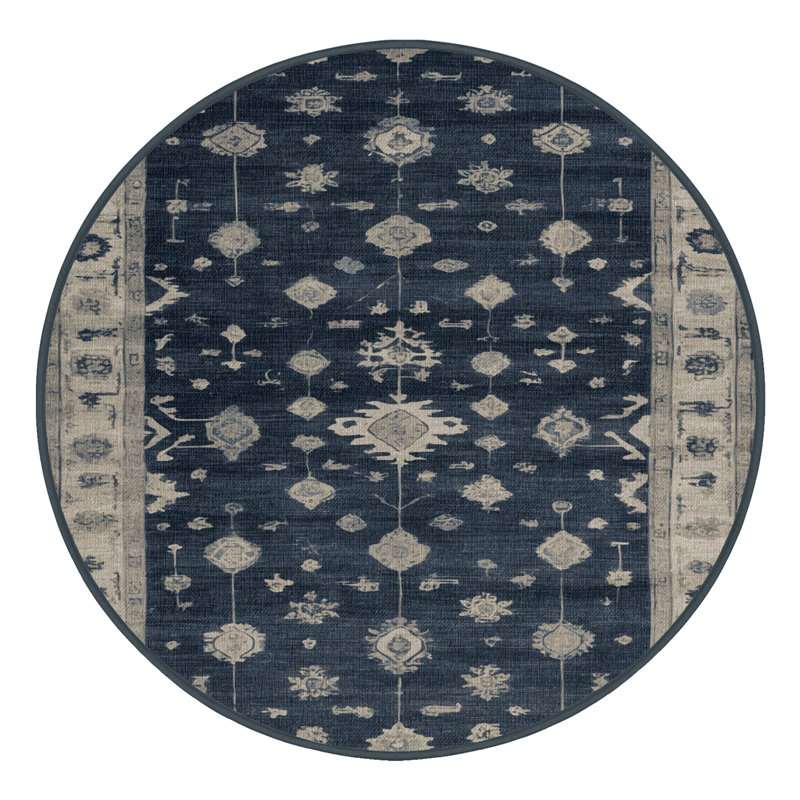 Tapis gris lavable à la machine, Rond 8 pi