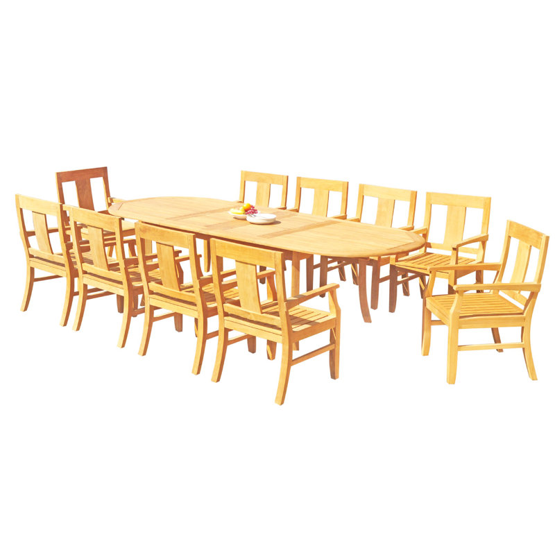 Ensemble de salle à manger ovale en teck pour 4 personnes Kevon, H 30,5 po x L 82 po x l 40 po, 6