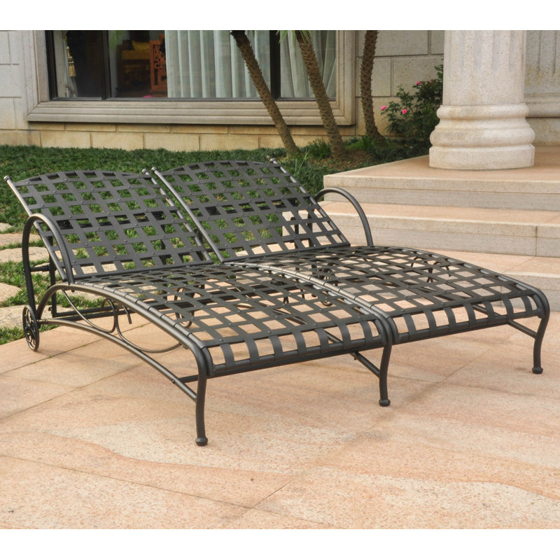 Apsar Outdoor Rust-Resistant Metal Chaise Lounge, Antique Black