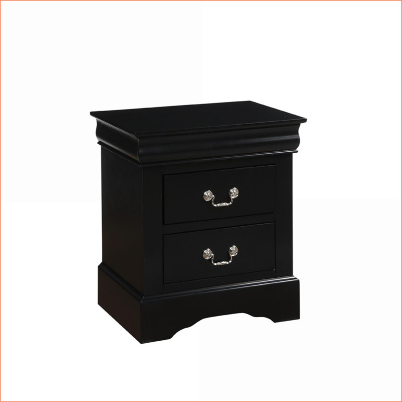 Table de chevet 2 tiroirs Louis Louis III, Noir