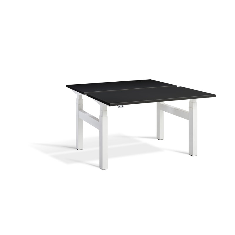 Troxler Adjustable Metal Base Standing Desk, White, 1300cm H x1600cm W x 800cm D, Black