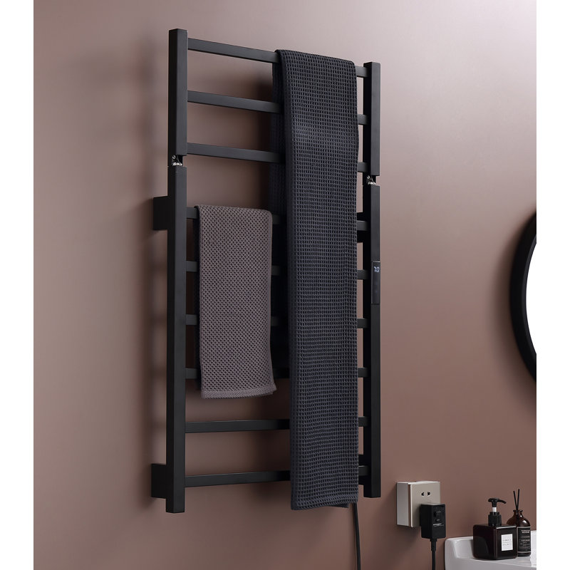 Porte-serviettes chauffant pour la salle de bain 9 plis, Noir mat