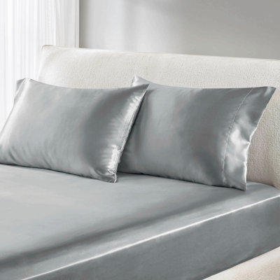 Ensemble de draps de luxe gris 4 pièces pour lit simple