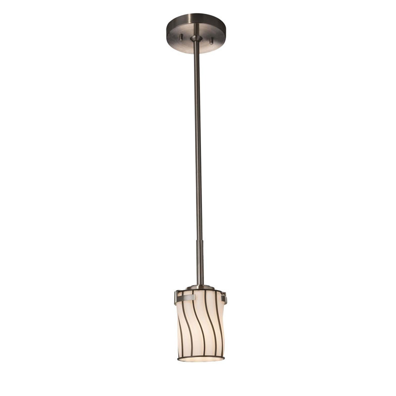 Grisby 1 - Light Single Pendant, Dedicated LED, Polished Chrome, Swirl with Clear Bubbles