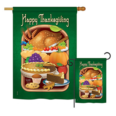 Double Sided Polyester Thanksgiving Flag Set