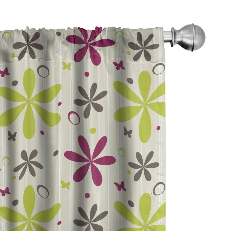 Floral Semi-Sheer Rod Pocket Curtain Panels, 28" x 84"